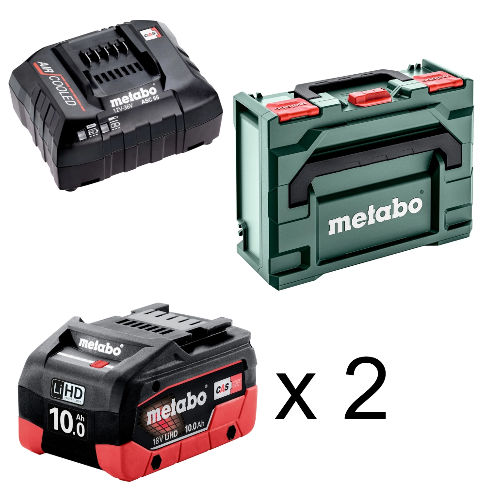 MTBZA625549001 Metabo Charger Combo - 2 x 10.0Ah, 1 x Charger ASC 55, 1 x Metabox - Image 1